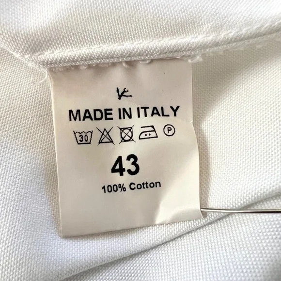 ISAIA Classic 100% Cotton White Dress Shirt - 17/43 - Picture 6 of 9